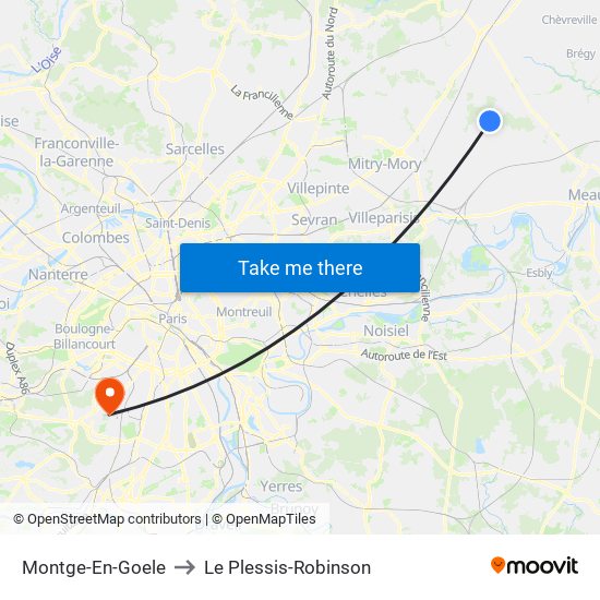 Montge-En-Goele to Le Plessis-Robinson map