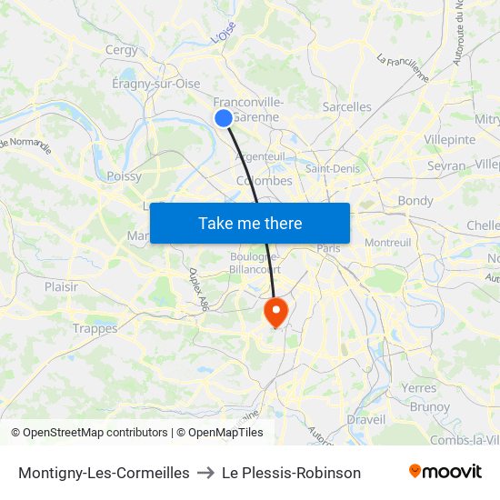 Montigny-Les-Cormeilles to Le Plessis-Robinson map