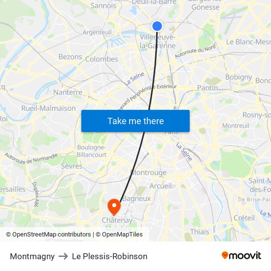 Montmagny to Le Plessis-Robinson map