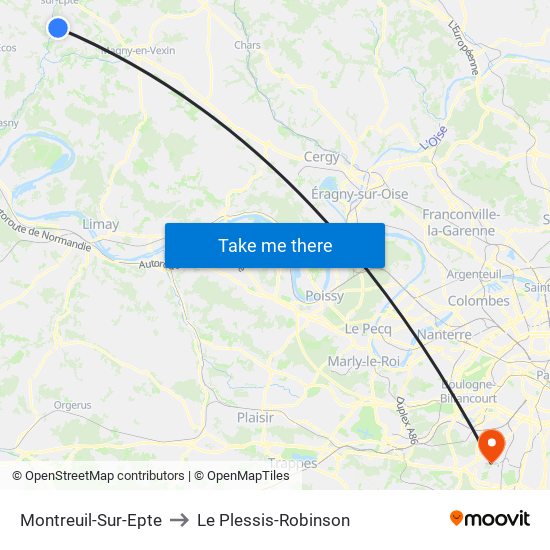 Montreuil-Sur-Epte to Le Plessis-Robinson map