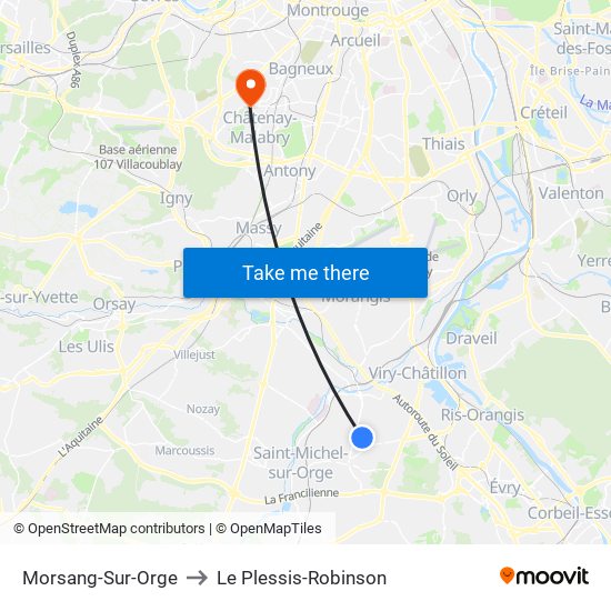 Morsang-Sur-Orge to Le Plessis-Robinson map