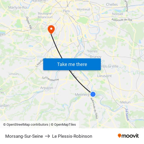 Morsang-Sur-Seine to Le Plessis-Robinson map