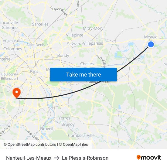 Nanteuil-Les-Meaux to Le Plessis-Robinson map