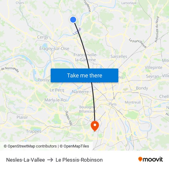 Nesles-La-Vallee to Le Plessis-Robinson map