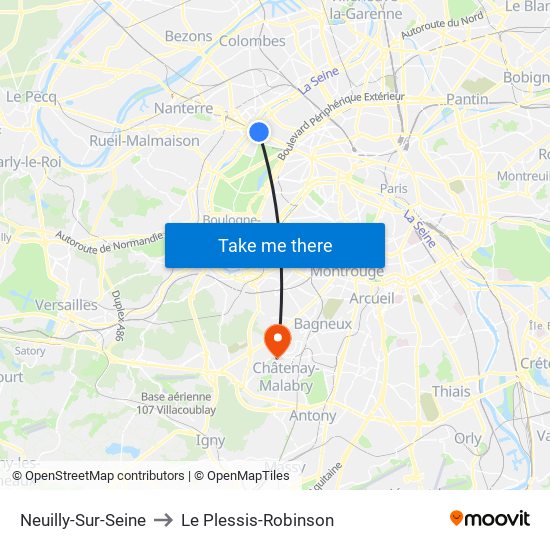 Neuilly-Sur-Seine to Le Plessis-Robinson map