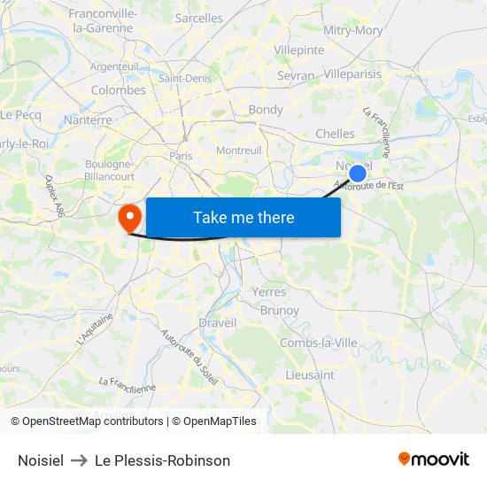 Noisiel to Le Plessis-Robinson map