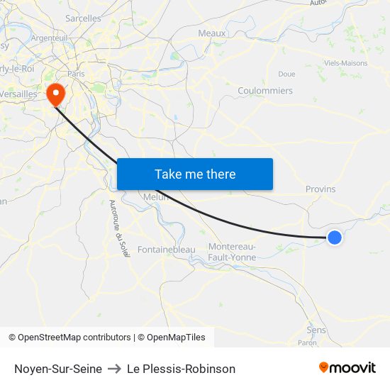 Noyen-Sur-Seine to Le Plessis-Robinson map