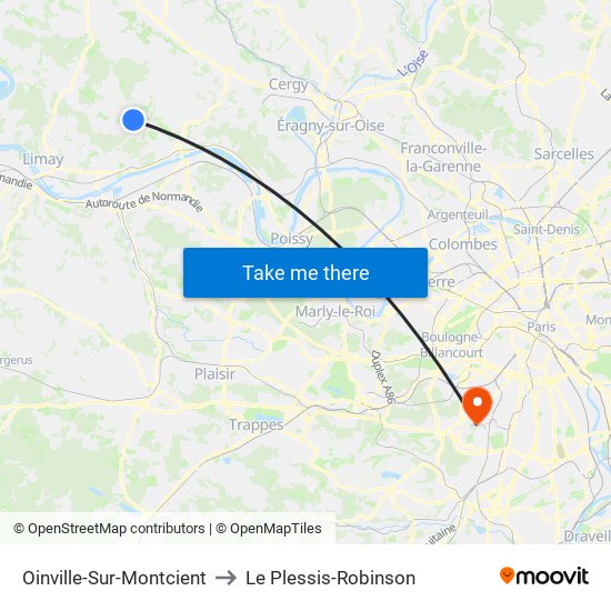 Oinville-Sur-Montcient to Le Plessis-Robinson map