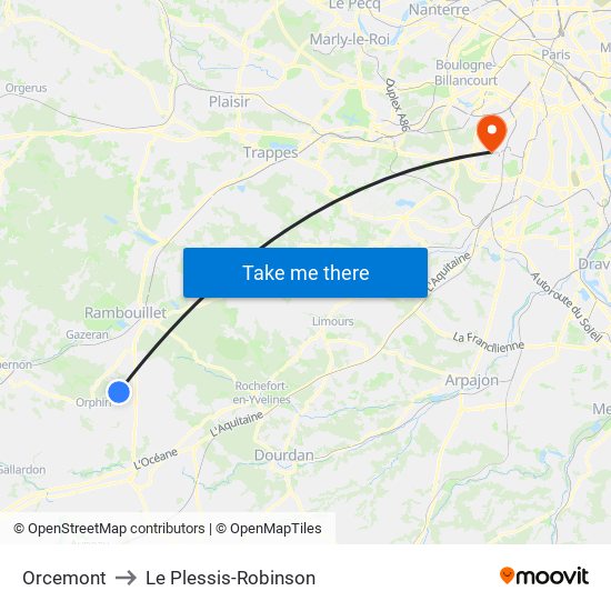 Orcemont to Le Plessis-Robinson map