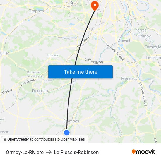 Ormoy-La-Riviere to Le Plessis-Robinson map