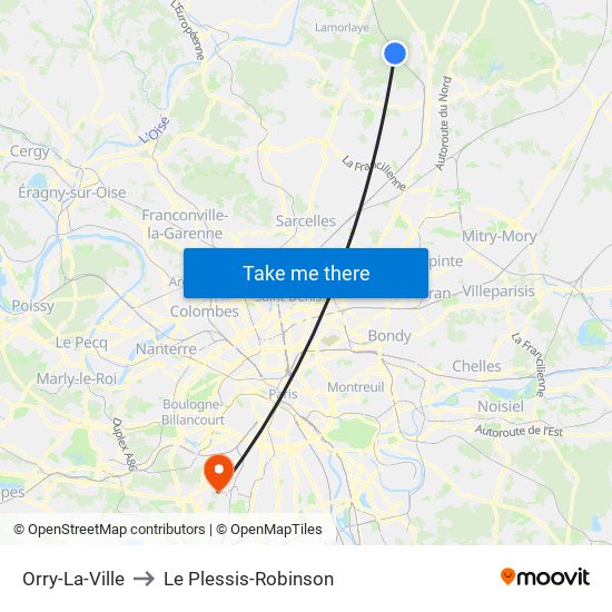 Orry-La-Ville to Le Plessis-Robinson map