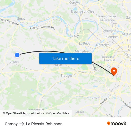 Osmoy to Le Plessis-Robinson map