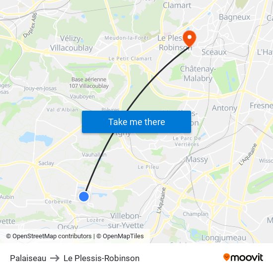 Palaiseau to Le Plessis-Robinson map