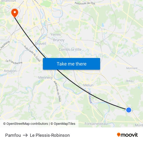 Pamfou to Le Plessis-Robinson map