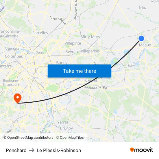 Penchard to Le Plessis-Robinson map