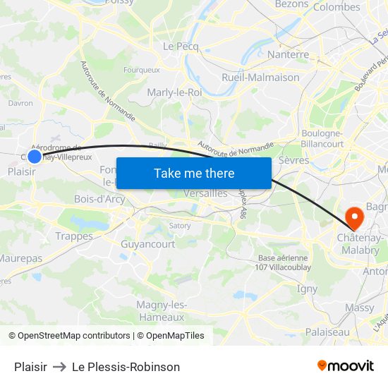 Plaisir to Le Plessis-Robinson map
