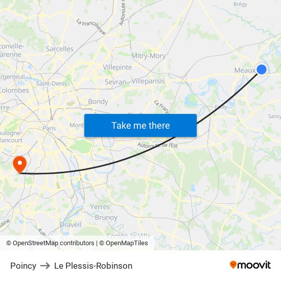 Poincy to Le Plessis-Robinson map