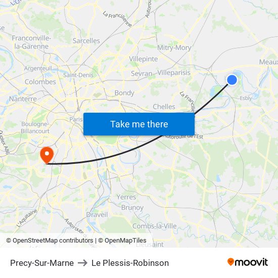 Precy-Sur-Marne to Le Plessis-Robinson map