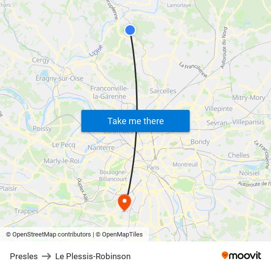 Presles to Le Plessis-Robinson map