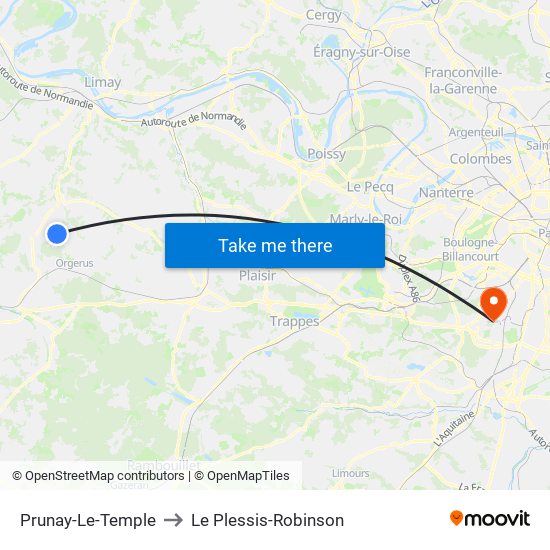 Prunay-Le-Temple to Le Plessis-Robinson map