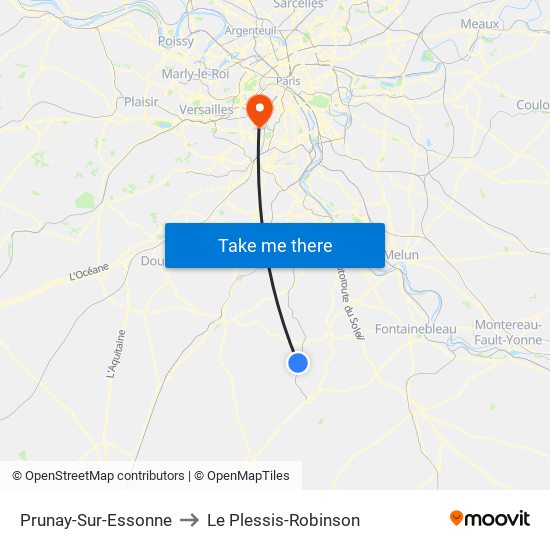 Prunay-Sur-Essonne to Le Plessis-Robinson map
