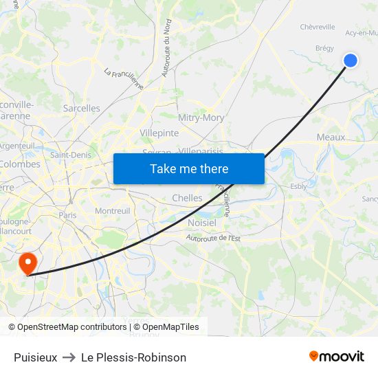 Puisieux to Le Plessis-Robinson map