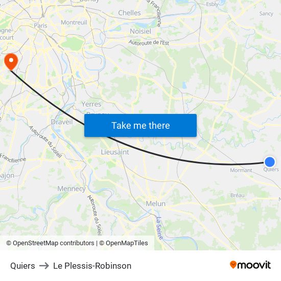 Quiers to Le Plessis-Robinson map