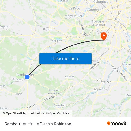 Rambouillet to Le Plessis-Robinson map