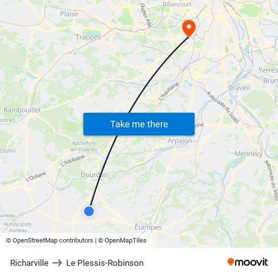 Richarville to Le Plessis-Robinson map