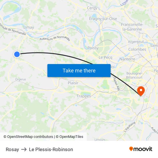 Rosay to Le Plessis-Robinson map