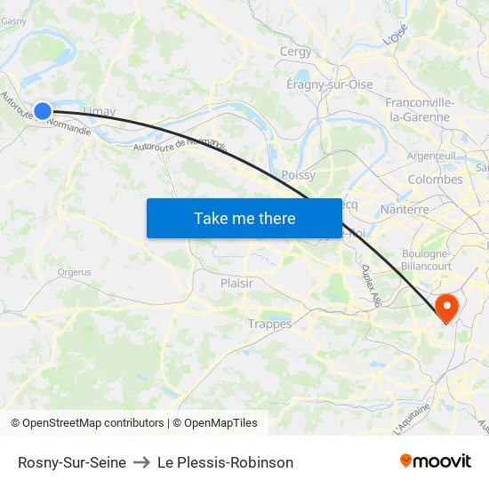 Rosny-Sur-Seine to Le Plessis-Robinson map