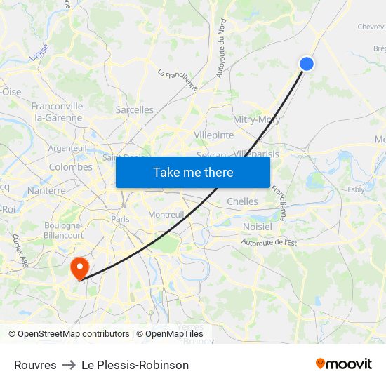 Rouvres to Le Plessis-Robinson map