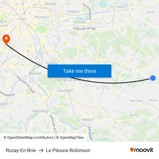 Rozay-En-Brie to Le Plessis-Robinson map