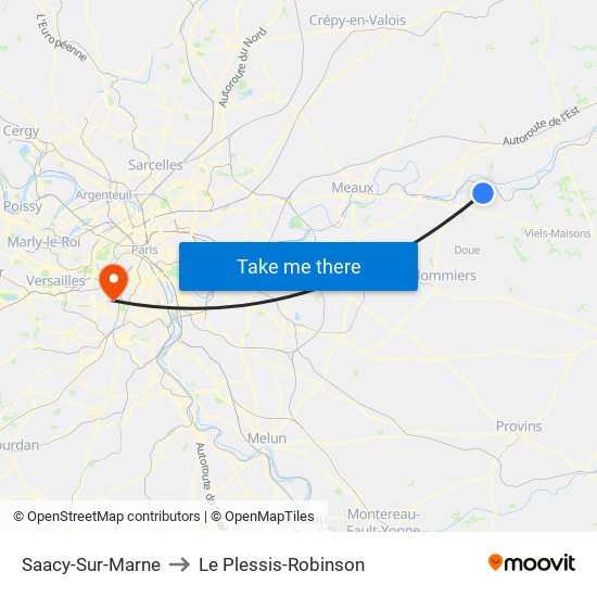 Saacy-Sur-Marne to Le Plessis-Robinson map