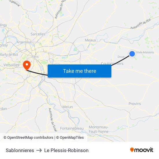 Sablonnieres to Le Plessis-Robinson map