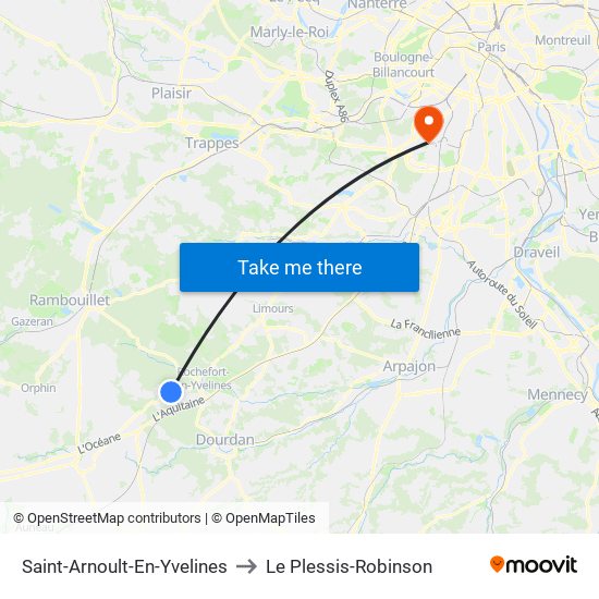 Saint-Arnoult-En-Yvelines to Le Plessis-Robinson map