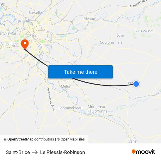 Saint-Brice to Le Plessis-Robinson map