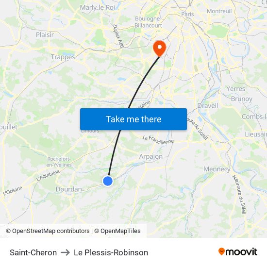 Saint-Cheron to Le Plessis-Robinson map
