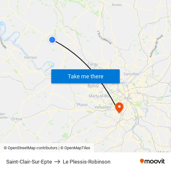 Saint-Clair-Sur-Epte to Le Plessis-Robinson map