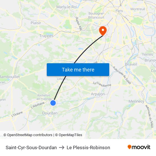 Saint-Cyr-Sous-Dourdan to Le Plessis-Robinson map