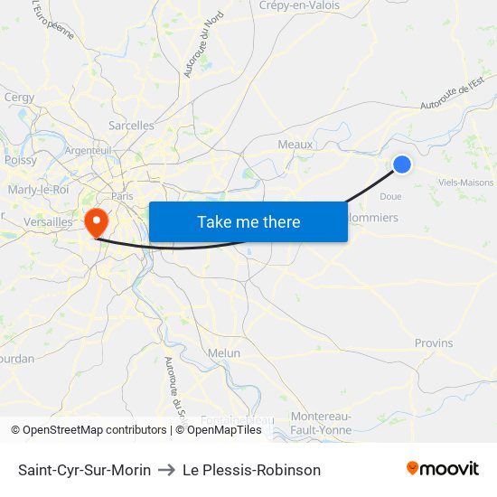 Saint-Cyr-Sur-Morin to Le Plessis-Robinson map