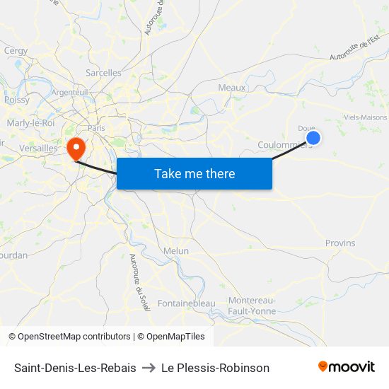 Saint-Denis-Les-Rebais to Le Plessis-Robinson map