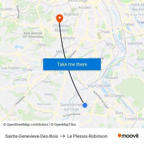 Sainte-Genevieve-Des-Bois to Le Plessis-Robinson map