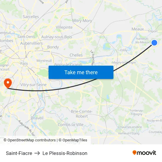 Saint-Fiacre to Le Plessis-Robinson map