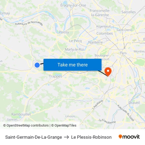 Saint-Germain-De-La-Grange to Le Plessis-Robinson map