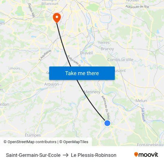 Saint-Germain-Sur-Ecole to Le Plessis-Robinson map