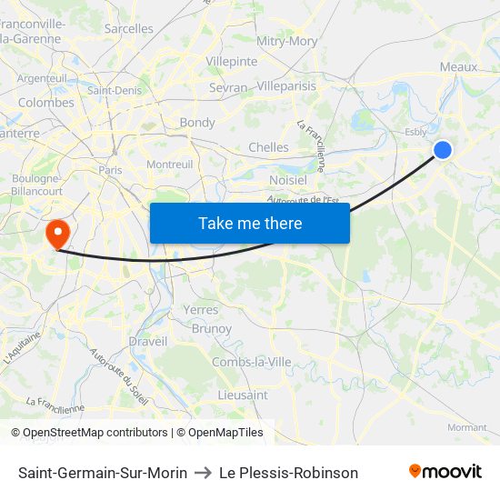 Saint-Germain-Sur-Morin to Le Plessis-Robinson map
