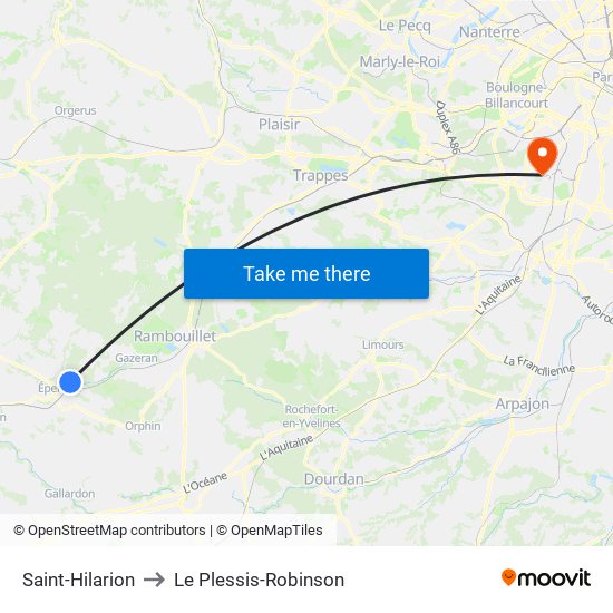 Saint-Hilarion to Le Plessis-Robinson map