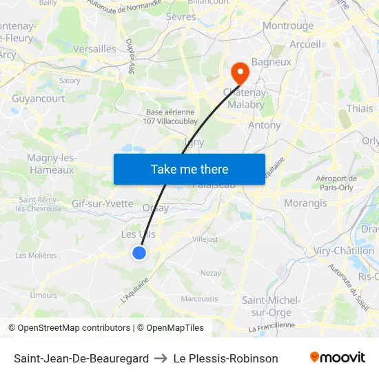 Saint-Jean-De-Beauregard to Le Plessis-Robinson map