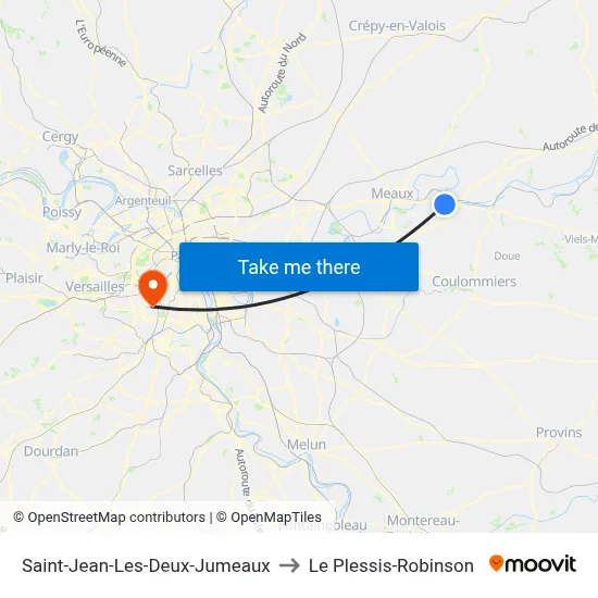 Saint-Jean-Les-Deux-Jumeaux to Le Plessis-Robinson map